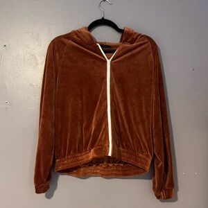 Pretty Garden | Velour | Burnt Orange | Zip-Up | Hoodie | Size L